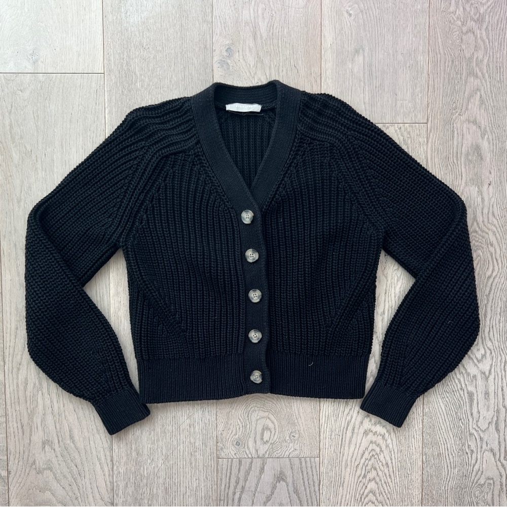 Everlane The Texture Cotton Blend Cardigan in Black Women's Size S